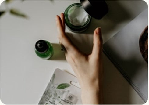 flat lay image of products from a skin consultation by a professional skin therapist